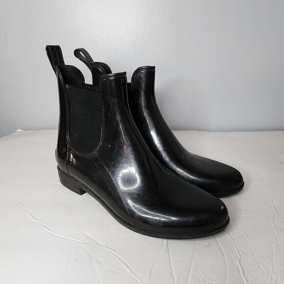 J Crew rain boots women's size 8 black - Picture 1 of 4